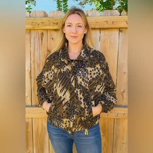 Active Studio Animal Print Windbreaker Jacket Size Medium